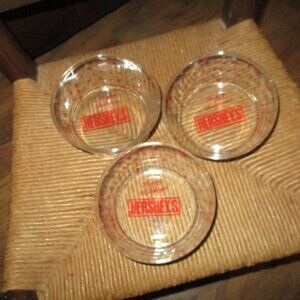 Hershey's Holiday Glass Dish Collection Set of 3 Bowls Clear Red